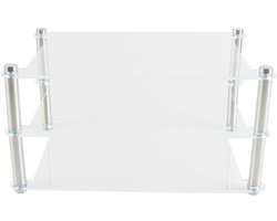 Audio Rack - Mini Versterker Standaard - Hifi Opbergen - Dubbele Laag - 24 x 16 x 12.5 cm - Transparant