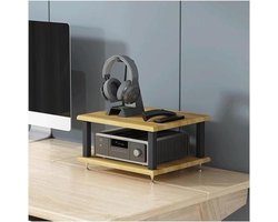 Audio Rek - Stereo Meubel - Apparatuur Opslag - Versterkte Hoeken - 2 Niveaus - Natuurlijk