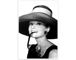 Audrey Hepburn Poster - Wanddecoratie Filmicoon - Woonkamer Decoratie - Premium Papier 250 g/m² - 60 x 90 cm - Zwart-wit