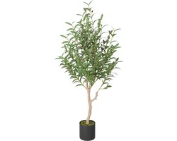 Aufun 120 cm Kunstmatige Ficusboom olijfboom Realistische Natuurlijke Kunstboom voor woonkamer, slaapkamer, kantoordecoratie