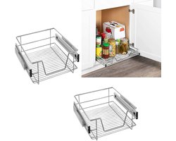 Aufun 2 x Telescopische Laden - 50cm (Buitenbreedte) - Uittrekkende Planken voor Keuken- en Slaapkamerkasten