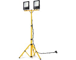 Aufun 2x100W LED Baustrahler - Kaltweiß - Met Stativ & 3M Kabel - Voor Garage, Tuin & Baustelle