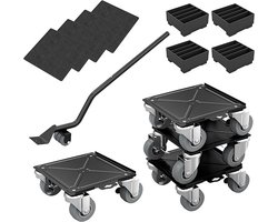 Aufun 4 x meubeltransportset Met Meubellifter En Antisliprand, Meubelrol Transportrol 4 Wielen 360 Rotatie Max Voor 450KG, Transporthulp Zwaar Meubelglijsysteem Voor Het Verplaatsen Van Meubels
