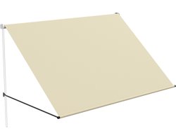 Aufun Balkon zonnescherm UV-bestendig - Handmatige luifel intrekbaar polyesterstaal telescopische luifel- balkonluifel in hoogte en helling verstelbaar Balkon zonnescherm - 200 x 145 cm - beige