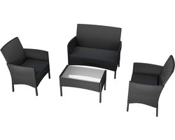 Aufun Balkonmeubelen Rotan tuinmeubelen set - Polyrotan zitgroep 4 personen Tafel 2 stoelen Bank - Wit bureaublad