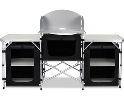 Aufun Campingkeuken Campingkast 174x46x110cm - Opvouwbare Buitenkeuken voor Kamperen - met 5 Opbergvakken en Eeen Aanrechtblad - Inclusief Draagtas