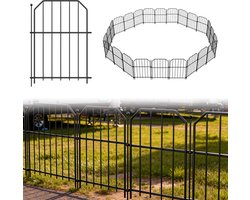Aufun Decoratieve metalen tuinafrastering - 10 pcs, 40×28 cm - Afschuining - Insteekbare afrastering zonder greppel - Verplaatsbare dierenafrastering - Voor honden, konijnen, bloemperken, tuinen, terrassen, campings en vijvers.