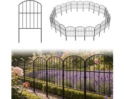 Aufun Decoratieve metalen tuinafrastering - 10 pcs, 62×32 cm - Boogpatroon - Insteekbare afrastering zonder greppel - Verplaatsbare dierenafrastering - Voor honden, konijnen, bloemperken, tuinen, terrassen, campings en vijvers.