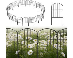 Aufun Decoratieve metalen tuinafrastering - 25 pcs, 62×32 cm - Boogpatroon - Insteekbare afrastering zonder greppel - Verplaatsbare dierenafrastering - Voor honden, konijnen, bloemperken, tuinen, terrassen, campings en vijvers.