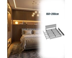 Aufun Gestoffeerd Bedframe Met Lades - 160×200 cm Lichtgrijs - Linnen Stof - Voorzien Van Lades Voor Handige Opbergruimte En Hoge Functionaliteit.