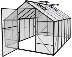 Aufun Kas Aluminium met Broeikas 380x250x205 cm Kas Tuin Koud Kaas TuinKas voor Buiten Kas Bouwpakket met Tunneldeur voor Tuinplantenteelt (8x12FT)