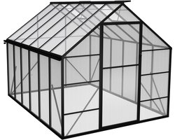 Aufun Kas Aluminium met Broeikas Fundering 310x250x205 cm Kas Tuin Koud Kaas Tuin Kas voor Buiten Kas Bouwpakket met Tunneldeur voor Tuinplantenteelt (8x10FT)