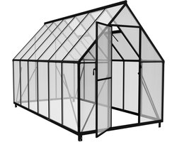 Aufun Kas Aluminium met Broeikas Fundering 340x180x195 cm Kas Tuin Koud Kaas Tuin Kas voor Buiten Kas Bouwpakket met Tunneldeur voor Tuinplantenteelt (6x12FT)