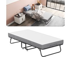 Aufun klapbed – opvouwbaar voor volwassenen – metalen frame – 13 cm dik matras – met wielen – 90x200 cm – max. 200 kg