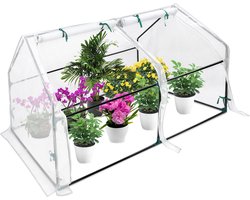 Aufun Kweekkas, Kas Met Folie, Kas Voor Tomaten Buiten Van 180X90X90Cm, Kas-Kit Met Deur, Geschikt Voor Het Verbouwen Van Planten In De Tuin,Wit