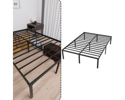 Aufun Metalen Bedframe 140x200 CM Zonder Hoofdbord - Stalen Bedgestel - Tweepersoonsbed - Geschikt Voor Slaapkamer En Logeerkamer - Zwart