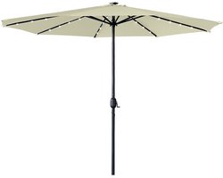 Aufun Parasol 300cm Balkon Tuinparasol Terrasparasol Marktparasol Uv-Bescherming Zwengelparasol Voor Tuin & Terras, Beige, Met Led, Niet Stuurbaar