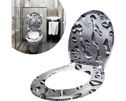 Aufun Toiletzitting, Toiletbri Met Softclosing Mechanisme Wc-Bril Gemaakt Van Mdf AntibacteriÃ«Le Toiletdeksel Gemaakt Van Thermohardend Universele Maat Wasserflussspur