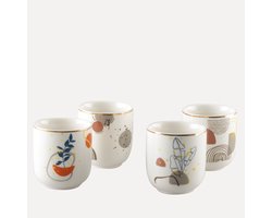 Aulica Koffiekopjes Art Deco – Set van 4 – 90 ml – Keramiek – Goud – Geschenkdoos
