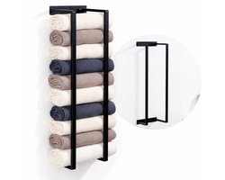AUM® Handdoekrek – handdoekrek badkamer – Badkamerrek – Handdoekhouder - Zwart – Voor 10+ Handdoeken - 70x20x14 cm
