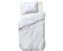 Auping Beige lines satin Dekbedovertrek - Eenpersoons 140 x 220 cm - Katoensatijn - Beige