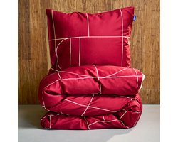 Auping Graphic bordeaux Dekbedovertrek - Eenpersoons 140 x 220 cm - Biologisch katoen - Rood