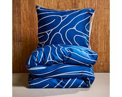 Auping Meandering blue Dekbedovertrek - Eenpersoons 140 x 220 cm - Biologisch katoen - Blauw