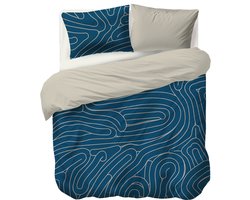 Auping Meandering blue Dekbedovertrek - Tweepersoons 260 x 220 cm - Biologisch katoen - Blauw