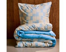Auping Seaside grid Dekbedovertrek - Tweepersoons 200 x 220 cm - Biologisch katoen - Blauw
