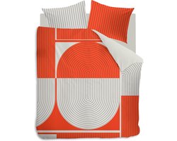 Auping Sunrise Dekbedovertrek - Tweepersoons 260 x 220 cm - Katoensatijn - Wit/oranje/grijs