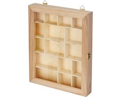 Aura® Vitrinekast met Glas - Vitrinekast Hangend - Vitrinekast - Beige- 23cm x 4cm x 28