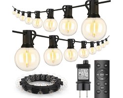 Aurae Buitenverlichting 20 LED - 12 m - Lichtsnoer Buiten en Binnen - IP44 - Prikkabel met Afstandsbediening - Dimfunctie - Lichtslinger - Sfeerverlichting