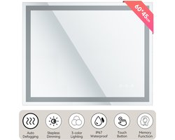Auralum® - Badkamerspiegel met LED Verlichting - Badkamer Spiegel - Spiegel Badkamer - Spiegel Douche - Dimbaar - Wandspiegel - Badkamer/Make-up spiegel - Anti Condens Douchespiegel - Warm/Neutraal/Koud Wit - 70x50cm