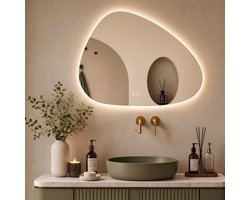 Auralum® - Badkamerspiegel met Verlichting - Badkamerspiegel Frameloos - Dimbaar - Anti-Condens - 3000K/4500K/6500K - Warm/Neutraal/Koud Wit - 90x60cm