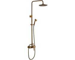 Auralum Max Antiek Koperen Doucheset - Verstelbare hoogte - 20×20 cm Ronde Regenkop - 2 Functies - Telefoonhanddouche - Retro design
