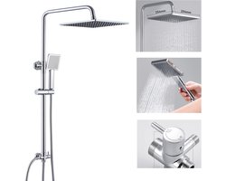 Auralum Max Doucheset - Regendouche en Handdouche - Ø 25.4 cm - Met omstelling - Verstelbare Hoogte 74-109 cm - Wandmontage - Chroom
