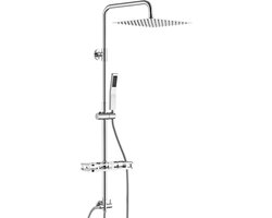 Auralum Max Douchesysteem - Douche Set - Regendouche Ø 25 cm - Met Handdouche en Plankje - Verstelbare Hoogte 72-110 cm - Duurzame Messing Omsteller - Chroom
