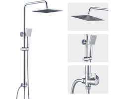 Auralum Max Douchesysteem - Doucheset - Regendouche en Handdouche - Verstelbare Hoogte 74-109 cm - Duurzame Messing Omsteller voor Badkamer - Chroom