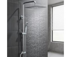 Auralum Max Douchesysteem Met Omstelling - Regendouche - Vierkant Doucheset - RVS Handdouche - 12 inch Douchekop - Verstelbare Hoogte 72-110 cm - Chroom