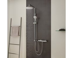 Auralum Max Douchesysteem Met Omstelling Voor Wandmontage - Regendouche Ø 22 cm - Handdouche Ø 10.5 cm - Handdouche met 3 functies - Waterbesparend - Chroom