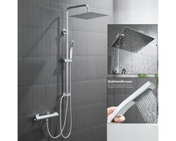 Auralum Max Douchesysteem - Regendouche Ø 30 cm - Met Vierkant Handdouche - Doucheset - Verstelbare Hoogte 72-110 cm - Regendoucheset - Waterbesparend - Chroom