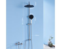 Auralum Max Douchesysteem Regendouche - Rond Design - Ø 25 cm Douchekop - Handdouche met 4 standen - Met omstelling - Doucheset - Waterbesparend - Chroom