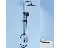 Auralum Max Douchesysteem Regendouche Zwart - Roestvrijstalen Doucheset - Handdouche met 4 Functions - Duurzame Messing Omsteller voor Badkamer