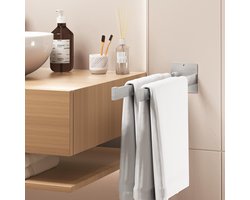 Auralum Max Dubbel Handdoekenrek - Zilver - Geen Boren Nodig - Luxe Design - Voor Badkamer & Keuken
