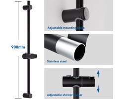 Auralum max Glijstang - 90 cm - Verstelbaar - Universal Douchestang - Douche Glijstang - Eenvoudige Installatie - Zwart