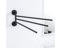 Auralum max Handdoekrek - 3-armig Handdoekhouder - Draaibaar Handdoekhouder 40cm - Handdoekstang - 180 graden verstelbaar - Badkamer - Zwart