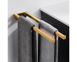 Auralum max Handdoekrek Zonder Boren 42 CM - Zelfklevende Dubbele Handdoekhouder - Badkamer & Keuken - Handdoekstang - Handdoekhouders Goud