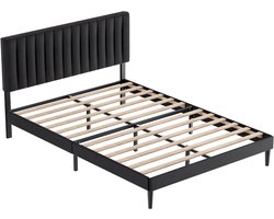Auralum MAX heavy duty metalen bedframe - 140x200 cm Metalen Bed - Gestoffeerd Bedframe met Hoofdbord - Minimalistisch Bedframe - Stevig - Stil - Anti Slip - Grote Opbergruimte - Tweepersoonsbed - Zwart