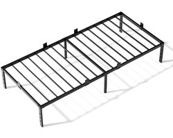 Auralum MAX heavy duty metalen bedframe - Metalen Bed 90x200 cm Zwart - Eenpersoonsbed Met Lattenbodem en 32 cm Opbergruimte - Voor 1 personen - Draagkracht 200 kg