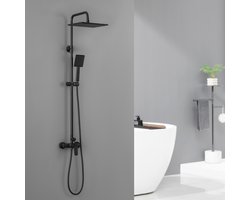 Auralum Max Koperen Doucheset - Zwart - 10 Inch Regenkop - Verstelbare Stang - Keramische Cartouche